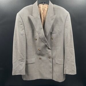 Chaps Ralph‎ Lauren Blazer Mens 44R Wool Cashmere Houndstooth Double Breasted